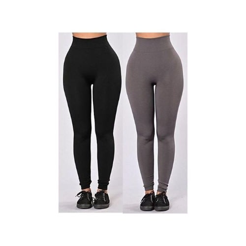 High Waist Slimming Leggings Set - Grey & Black