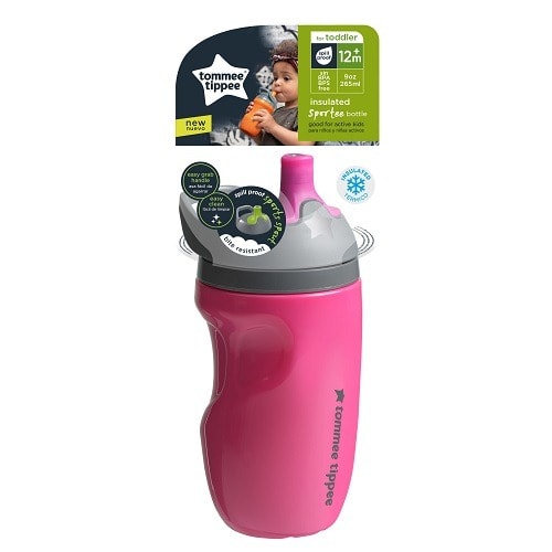 Insulated Sportee Toddler Water Bottle Sippy - Pink - 266ml