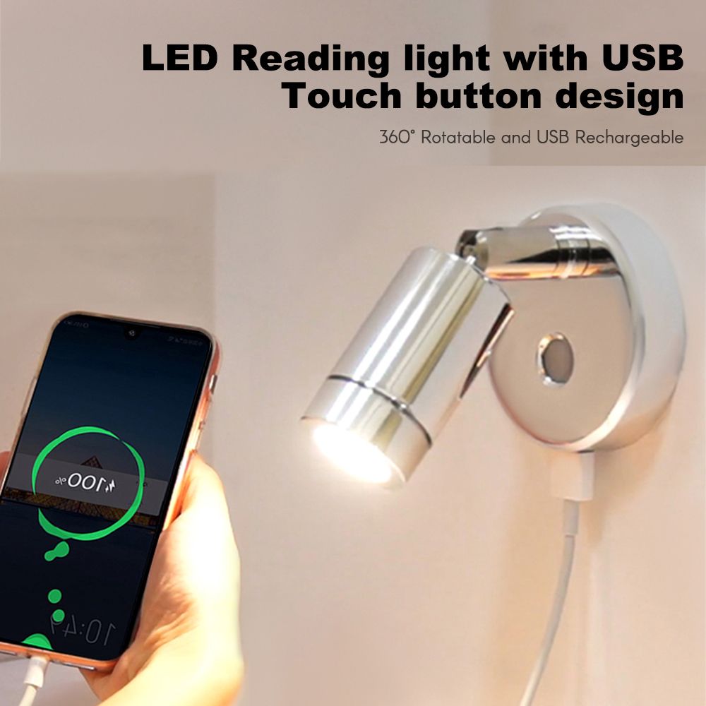 12V/24V LED Reading Light 3300K RV Boat Bedside Lamp Touch