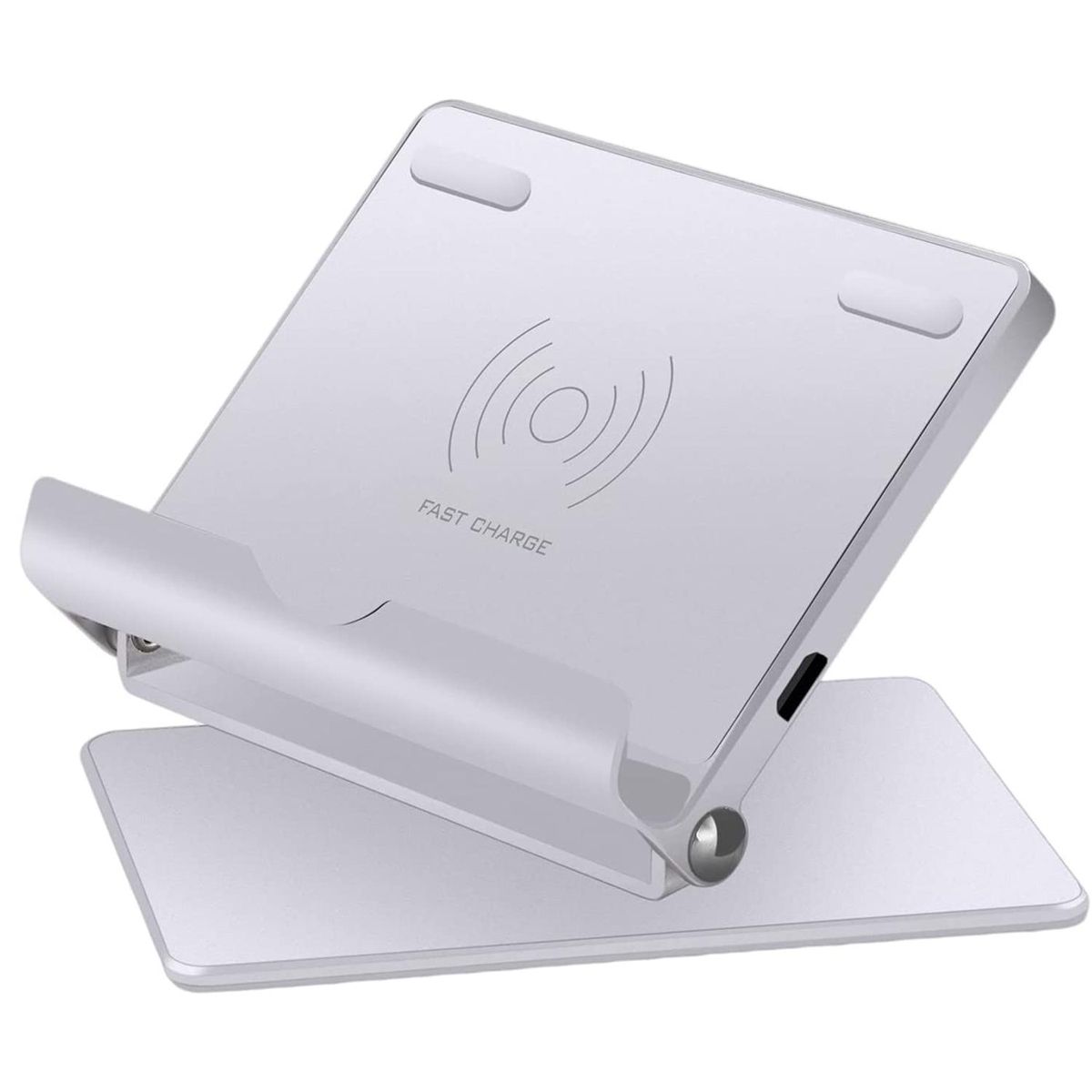 Wireless Charger Freely Adjustable Mount 10W / 7.5W / 5W Auto Power Off for Android Circuit Protection - Silver