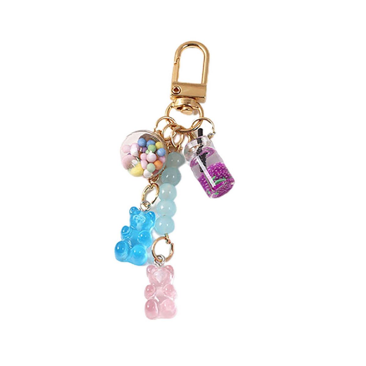 Key Chain Cute Gummy Bear Cat Backpack Keyring Blue