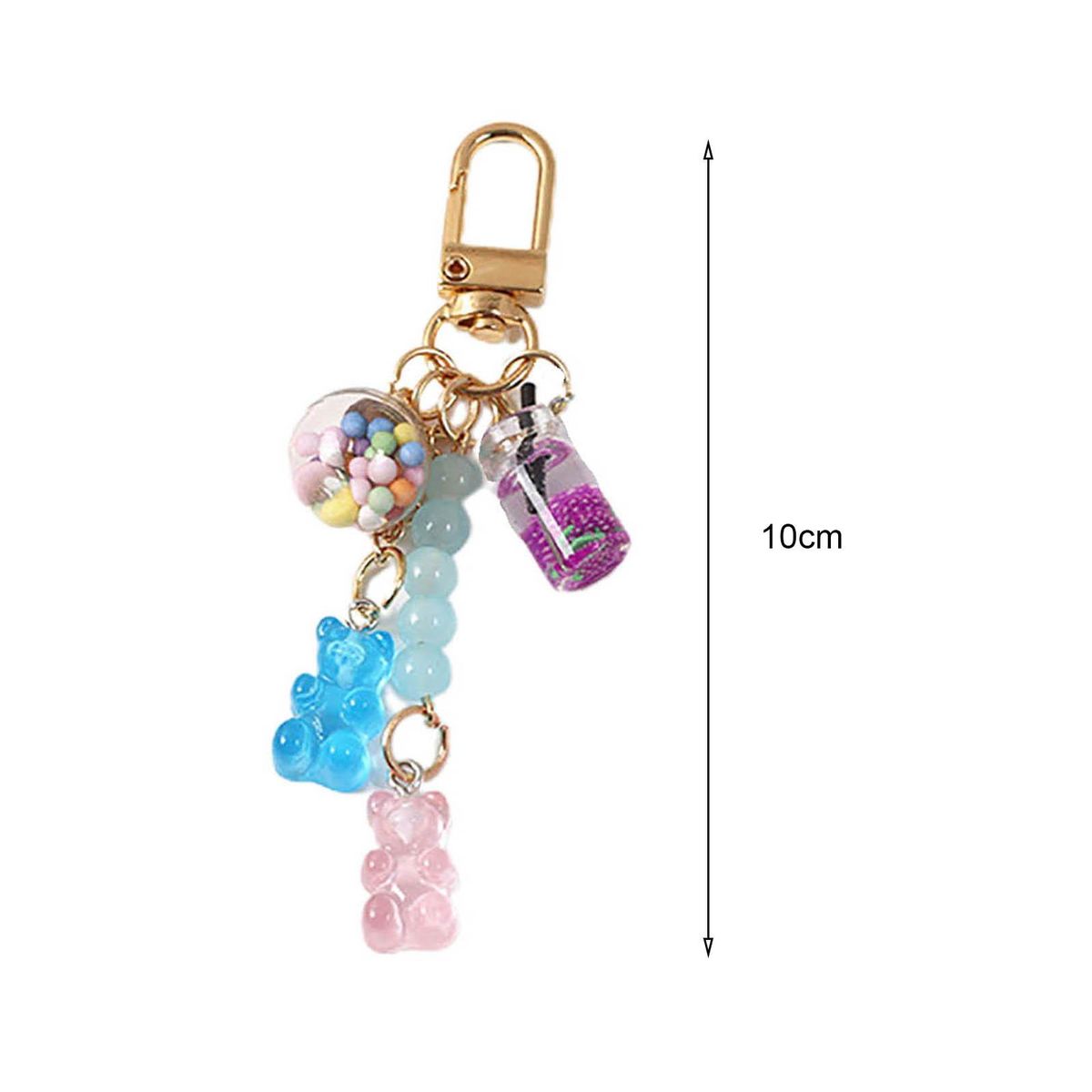 Key Chain Cute Gummy Bear Cat Backpack Keyring Blue
