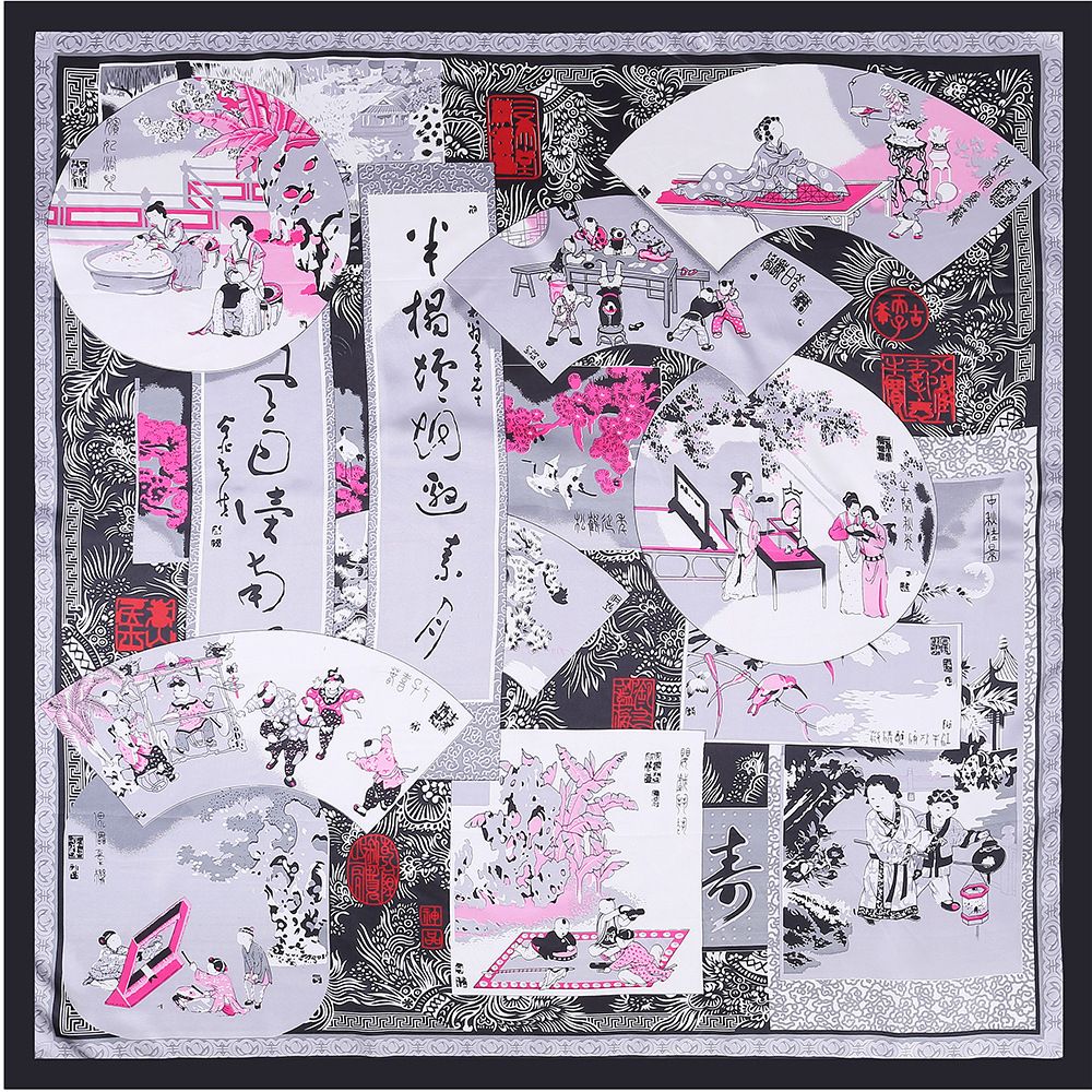 Bandana Scarf Satin Silk Office Lady Beach Muslim Hijab Girl Turban Shawl Grey