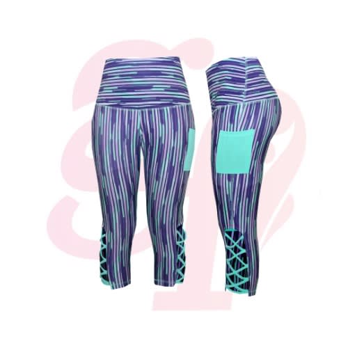 Laced Leggings - Blue Strip