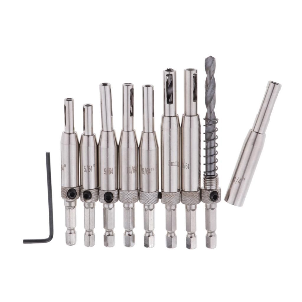 8 / 9Pc Self-centering Hinge Drill Bit For Adjustable 9Pieces