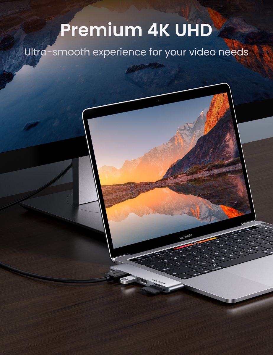 USB C Hub 6in2 With 4K HDMI,2 USB 3.0 Ports,SD/TF Card Reader,Thunderbolt 3 PD