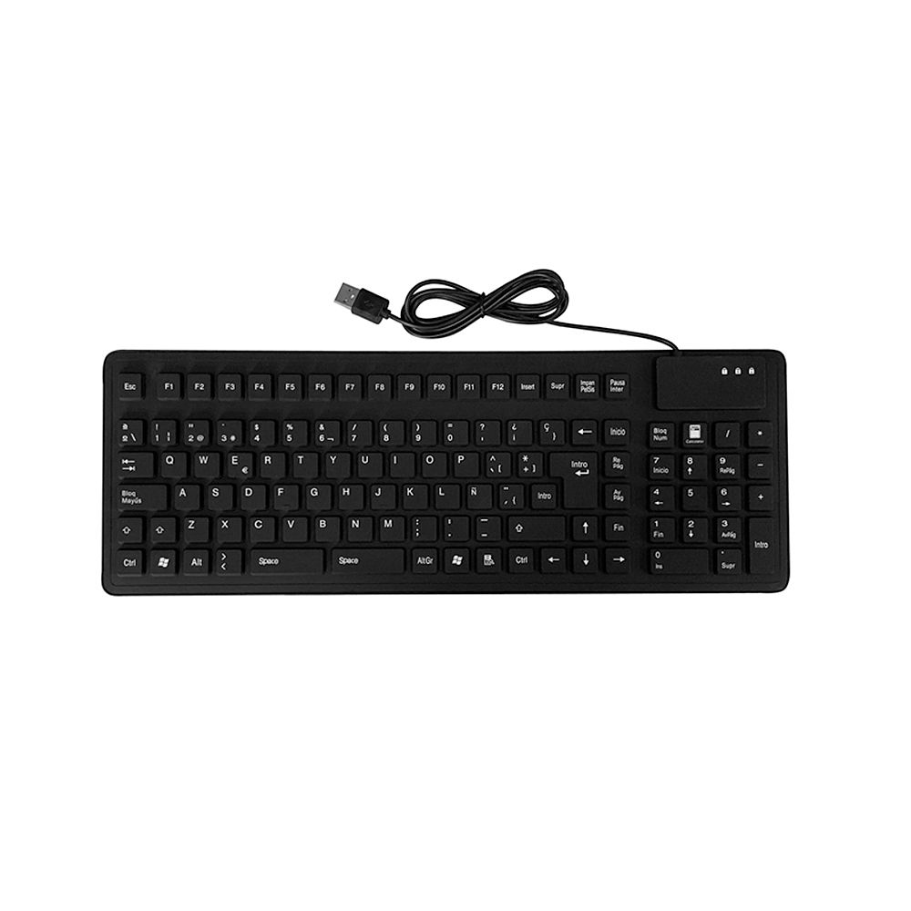 105 Keys Spanish USB Wired Silicone Keyboard Foldable Soft