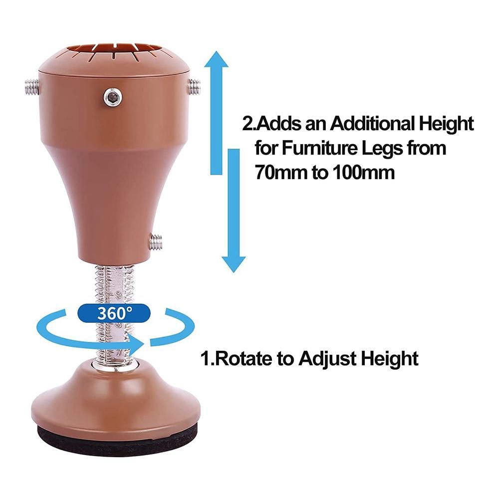 4 Pack Adjustable Bed Risers 360° Rotatable Furniture Riser