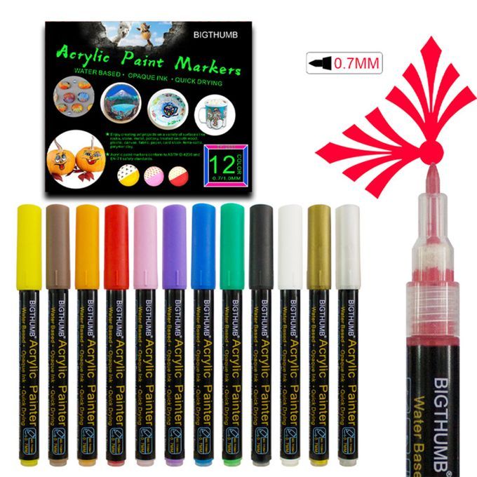 Acrylic Marker Pens Permanent Waterproof Art For Fabric Ceramic