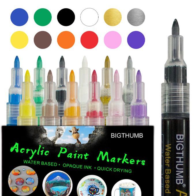 Acrylic Marker Pens Permanent Waterproof Art For Fabric Ceramic