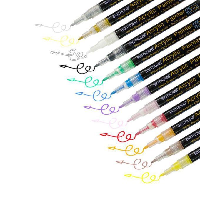 Acrylic Marker Pens Permanent Waterproof Art For Fabric Ceramic