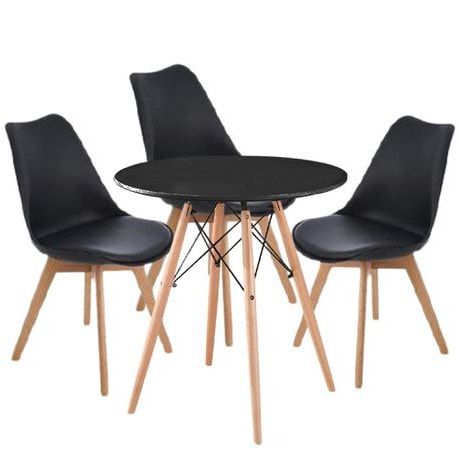 Scandinavian Dining Set - 3 Chairs - Black