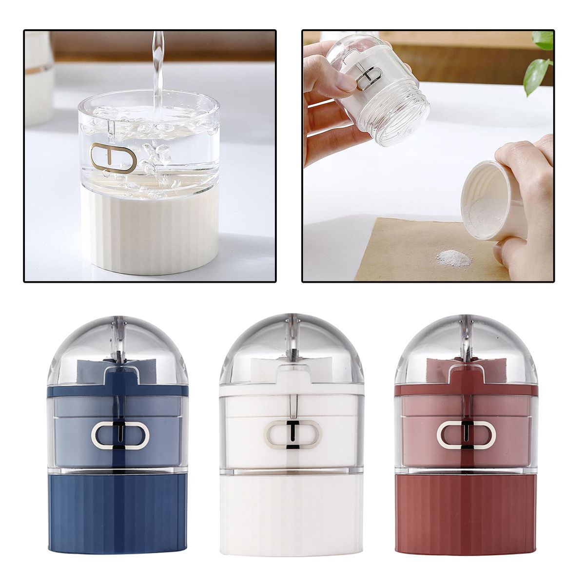 Portable Pill Crusher Pulverizer Tablet Cutter With Pill Box Container Pill Powder Tablet Grinder Pill Organize Storage Box Blue