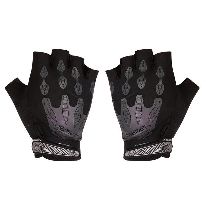 Unisex Cycling  Bike Half Finger  Silicone Fingerless Black S