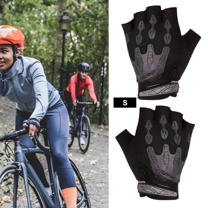 Unisex Cycling  Bike Half Finger  Silicone Fingerless Black S