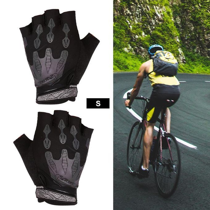 Unisex Cycling  Bike Half Finger  Silicone Fingerless Black S