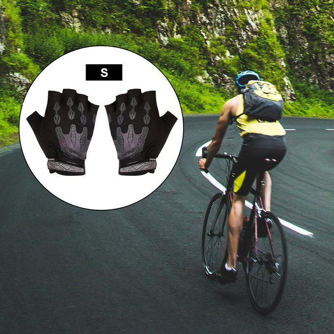 Unisex Cycling  Bike Half Finger  Silicone Fingerless Black S