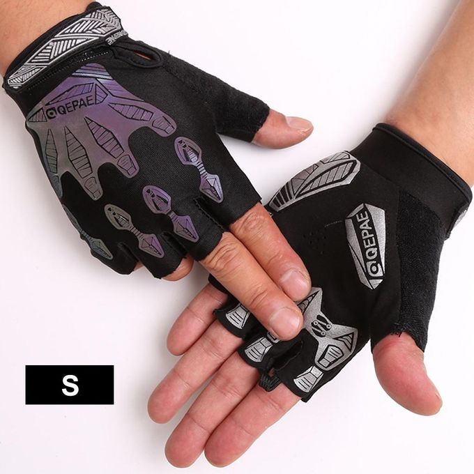 Unisex Cycling  Bike Half Finger  Silicone Fingerless Black S