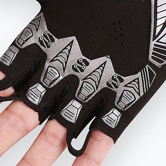 Unisex Cycling  Bike Half Finger  Silicone Fingerless Black S