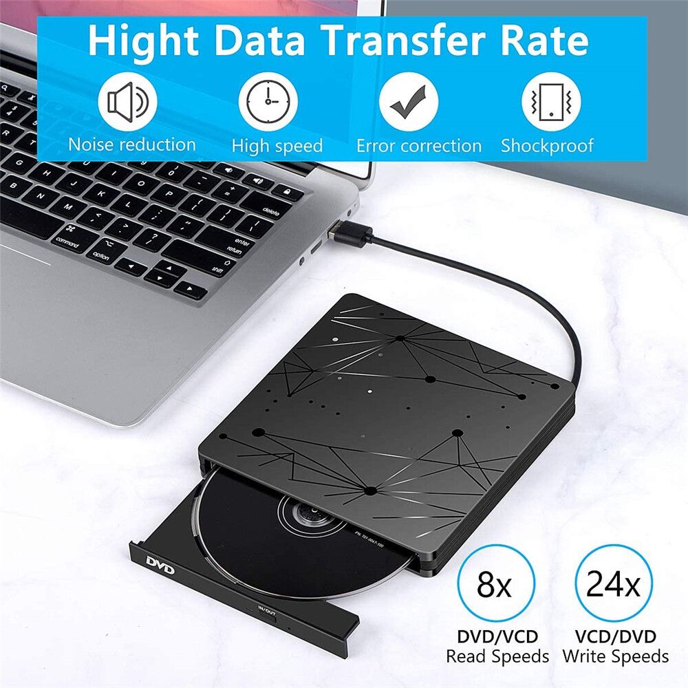 External Optical Drive USB3.0 Portable CD DVD Drive Writer Optical Player High Speed Multi-Functional DVD Player For Laptop DVD Case