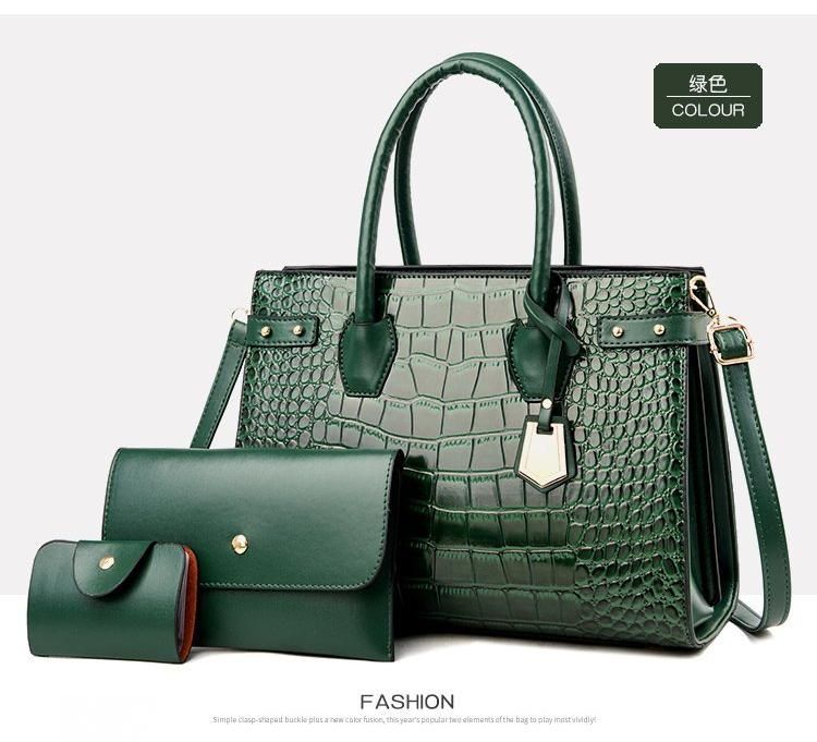 Top B  3 In 1 Crocodile Pattern Classy Ladies Handbag