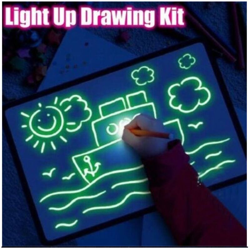 Magic Luminous Drawing Set Board Games Tablet Glow In The Dark Fluorescent Pen Educational Montessori Interactive Toy For Child
