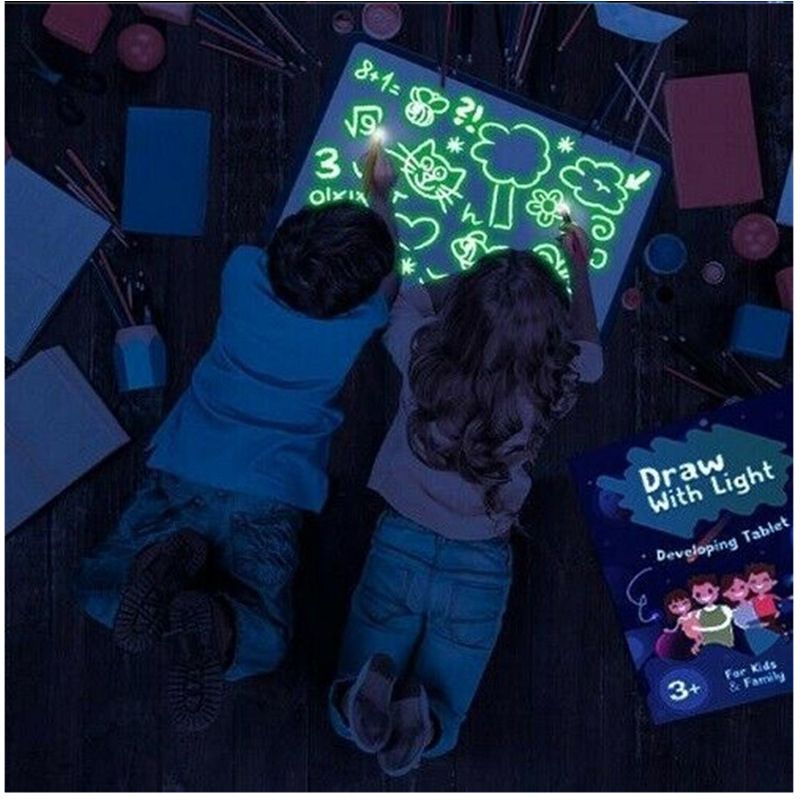 Magic Luminous Drawing Set Board Games Tablet Glow In The Dark Fluorescent Pen Educational Montessori Interactive Toy For Child