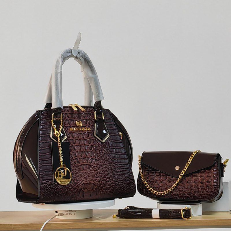 Port Crocodile Patent Design Classic Handbag 2pcs