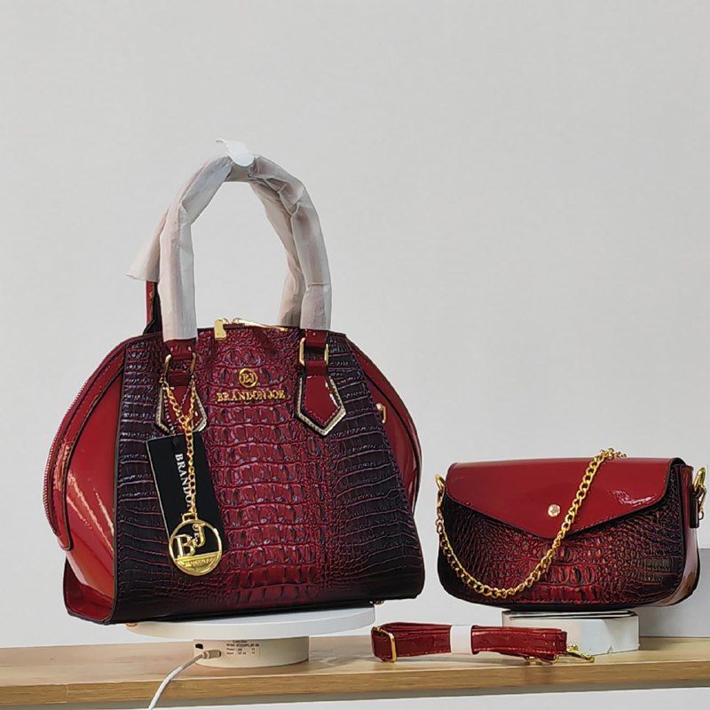 Port Crocodile Patent Design Classic Handbag 2pcs