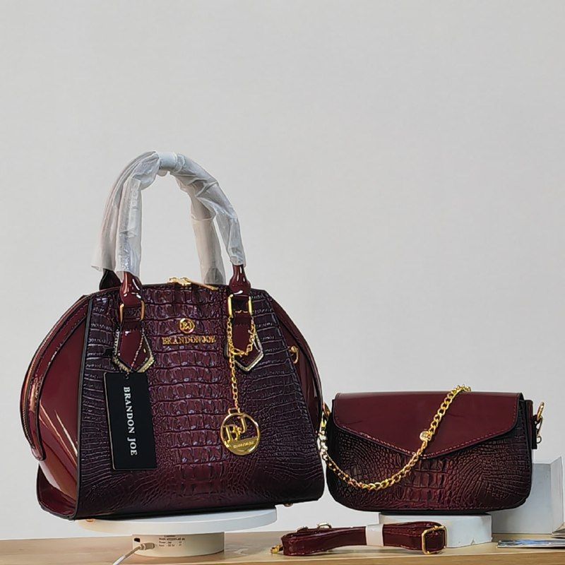 Port Crocodile Patent Design Classic Handbag 2pcs