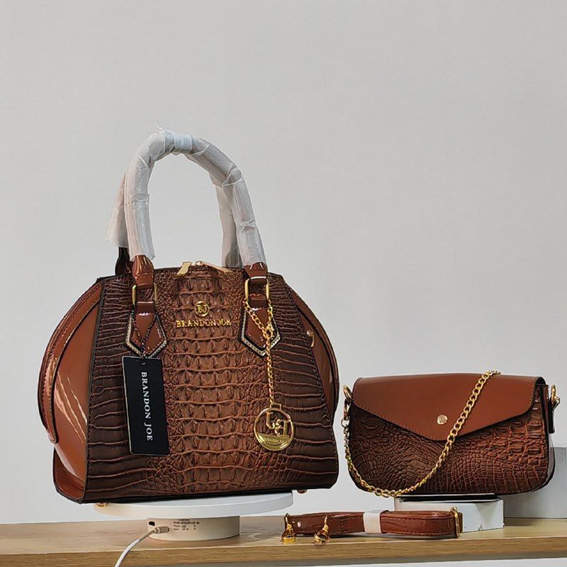 Port Crocodile Patent Design Classic Handbag 2pcs