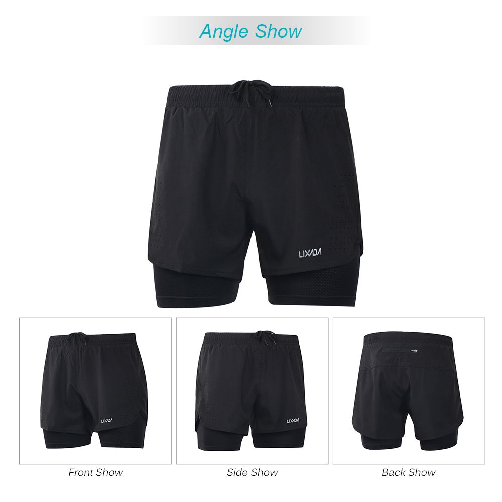Men's Running Shorts Quick Dry Breathable With Liner - Black