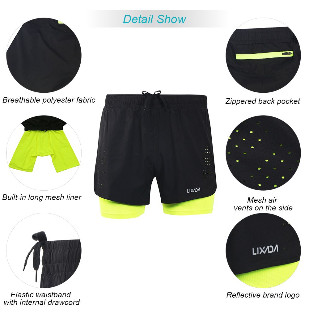 Men's Running Shorts Quick Dry Breathable With Liner - Black