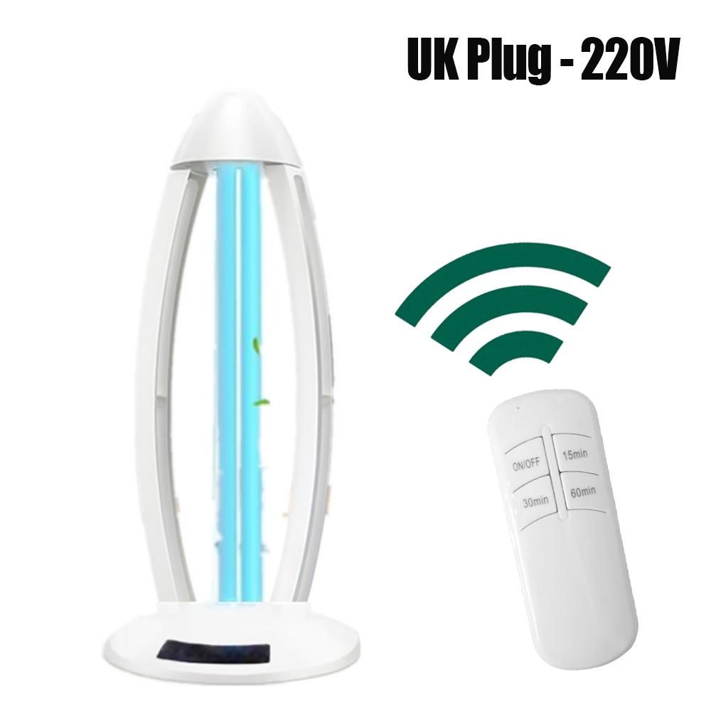 UK Plug 220V Household UV Lamp Ozone UV Sterilization Lamp Portable Disinfection Lamp Tube Bed Mite UV Sterilizer 38W Remote Control