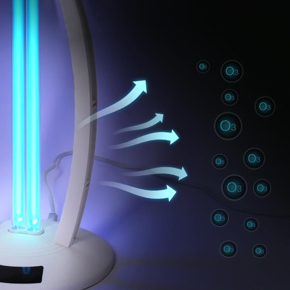 UK Plug 220V Household UV Lamp Ozone UV Sterilization Lamp Portable Disinfection Lamp Tube Bed Mite UV Sterilizer 38W Remote Control