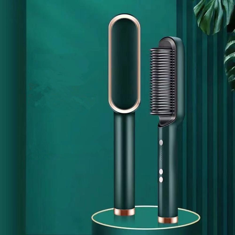 Negative Ion Hair Straightener Styling Comb, 2 in 1 Hair Straightener Brush and Curler