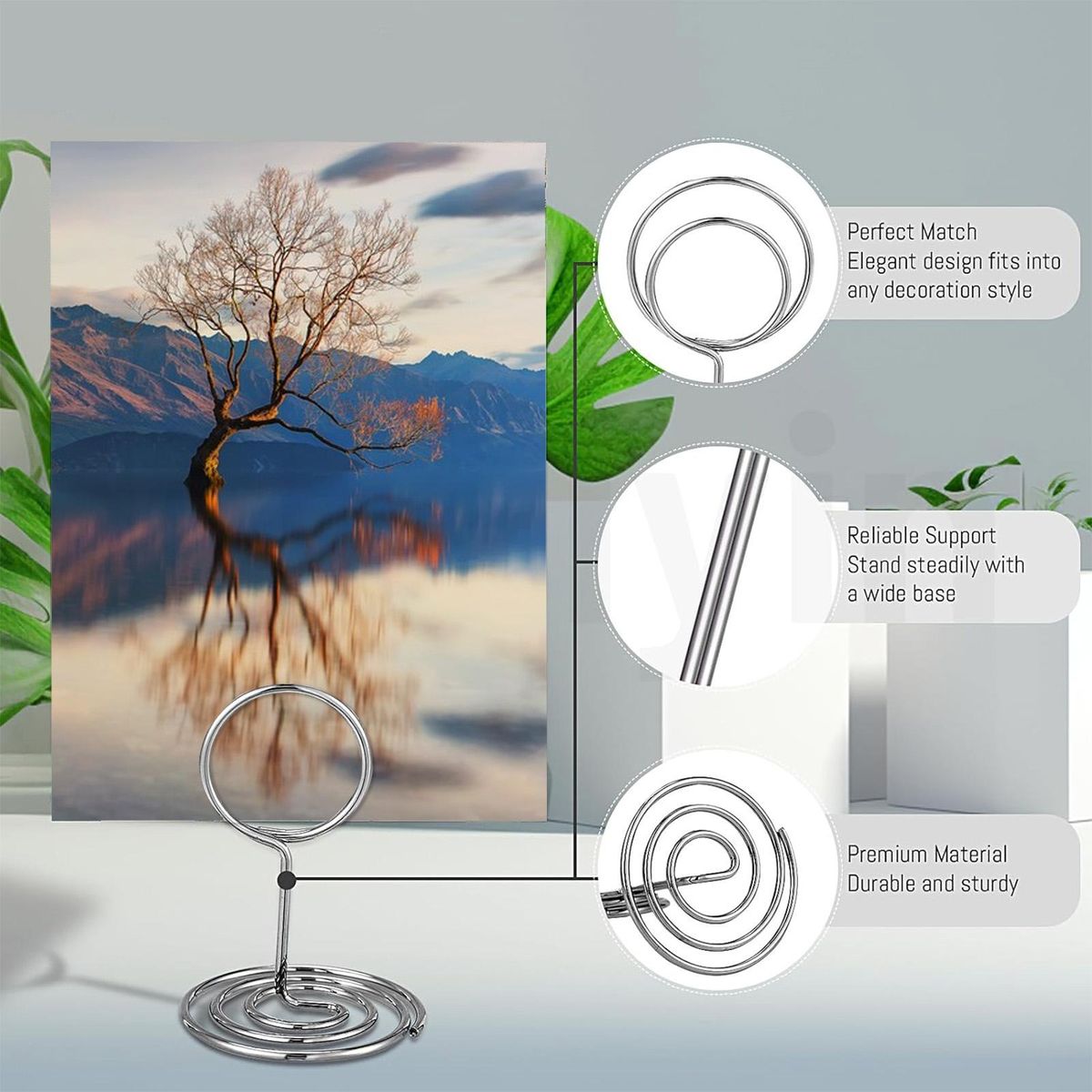 Desktop Card Holder 30pcs Metal Card Holder Stand Versatile for Photos Silver