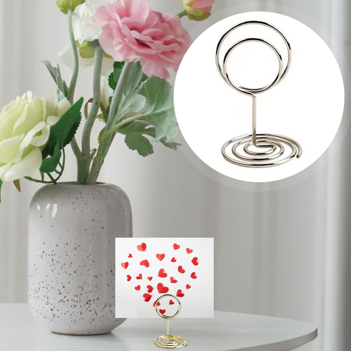 Desktop Card Holder 30pcs Metal Card Holder Stand Versatile for Photos Silver