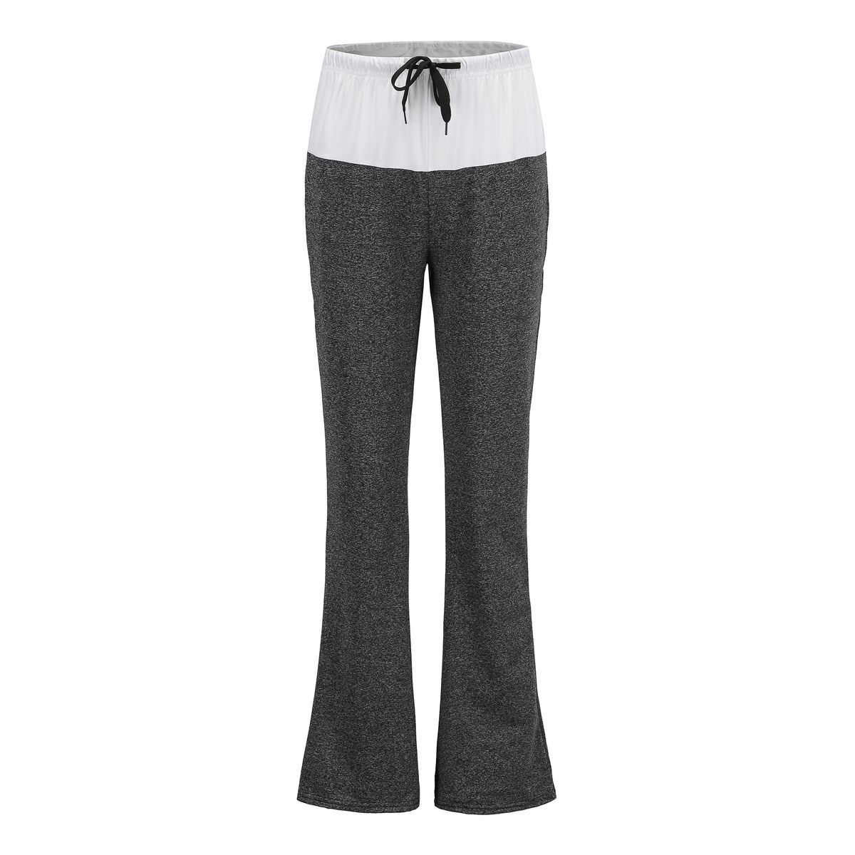 Women Fashion Wide Leg Patchwork Leggings Causal Dancing Loose Long Pant Waist Drawstring Ladies Elasticed Pants Yoga Sportwear(#Grey)