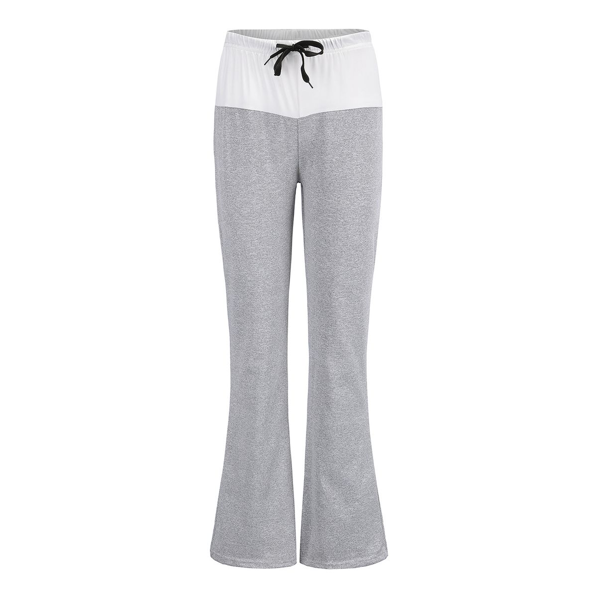 Women Fashion Wide Leg Patchwork Leggings Causal Dancing Loose Long Pant Waist Drawstring Ladies Elasticed Pants Yoga Sportwear(#Grey)