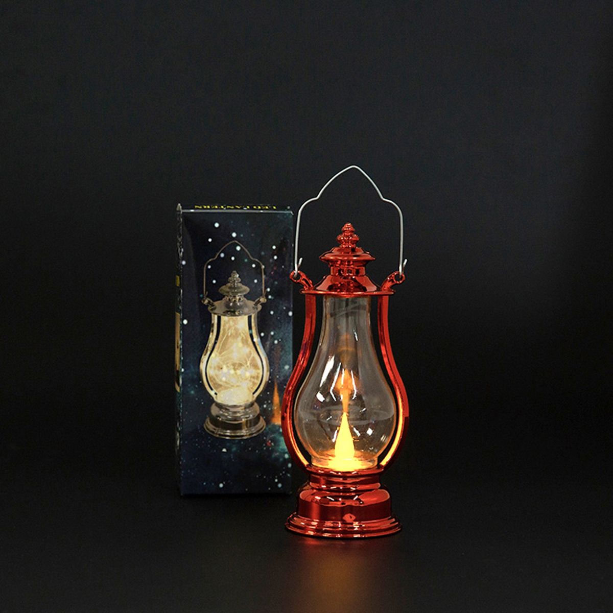 Desktop Lantern Hanging LED Lantern Lamp Rose Red