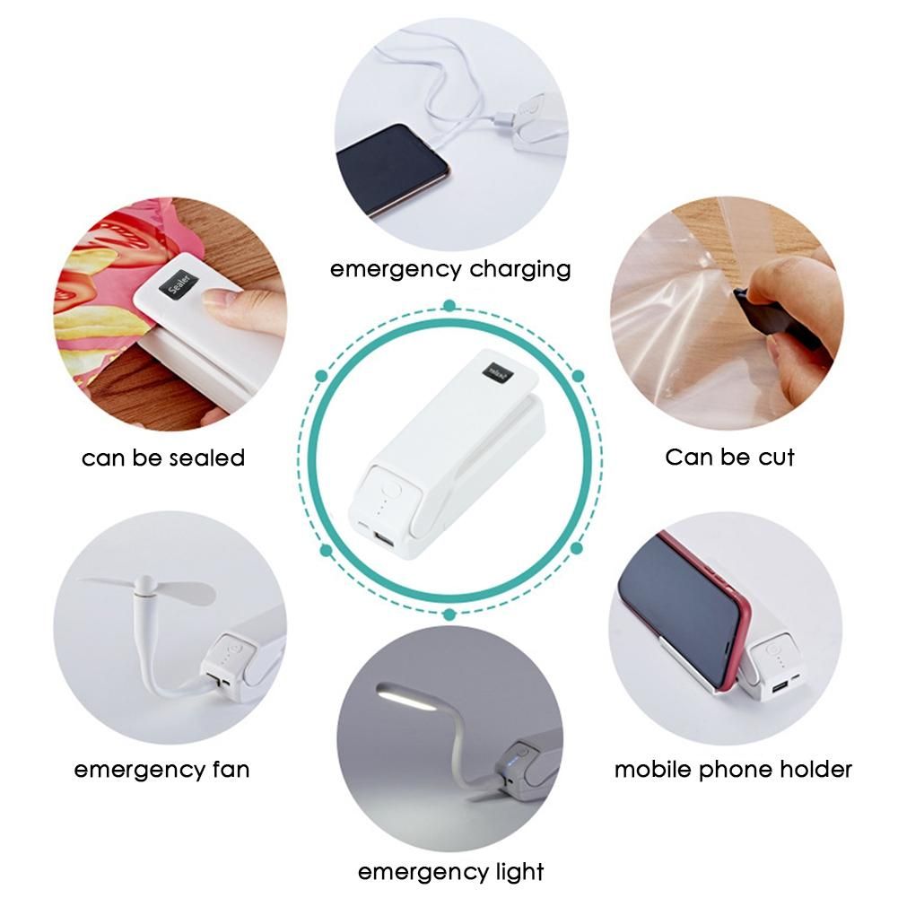 Food Sealing Machine Mini Heat Sealer for Food Potato Chip Bag Clip Kitchen Tool Portable Heating Plastic Bag USB Charg