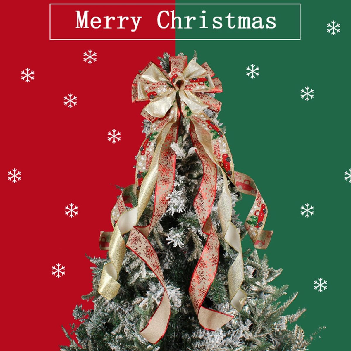 Christmas Decor Bowknot Large Size Xmas Tree Bow Pendant Red  Golden