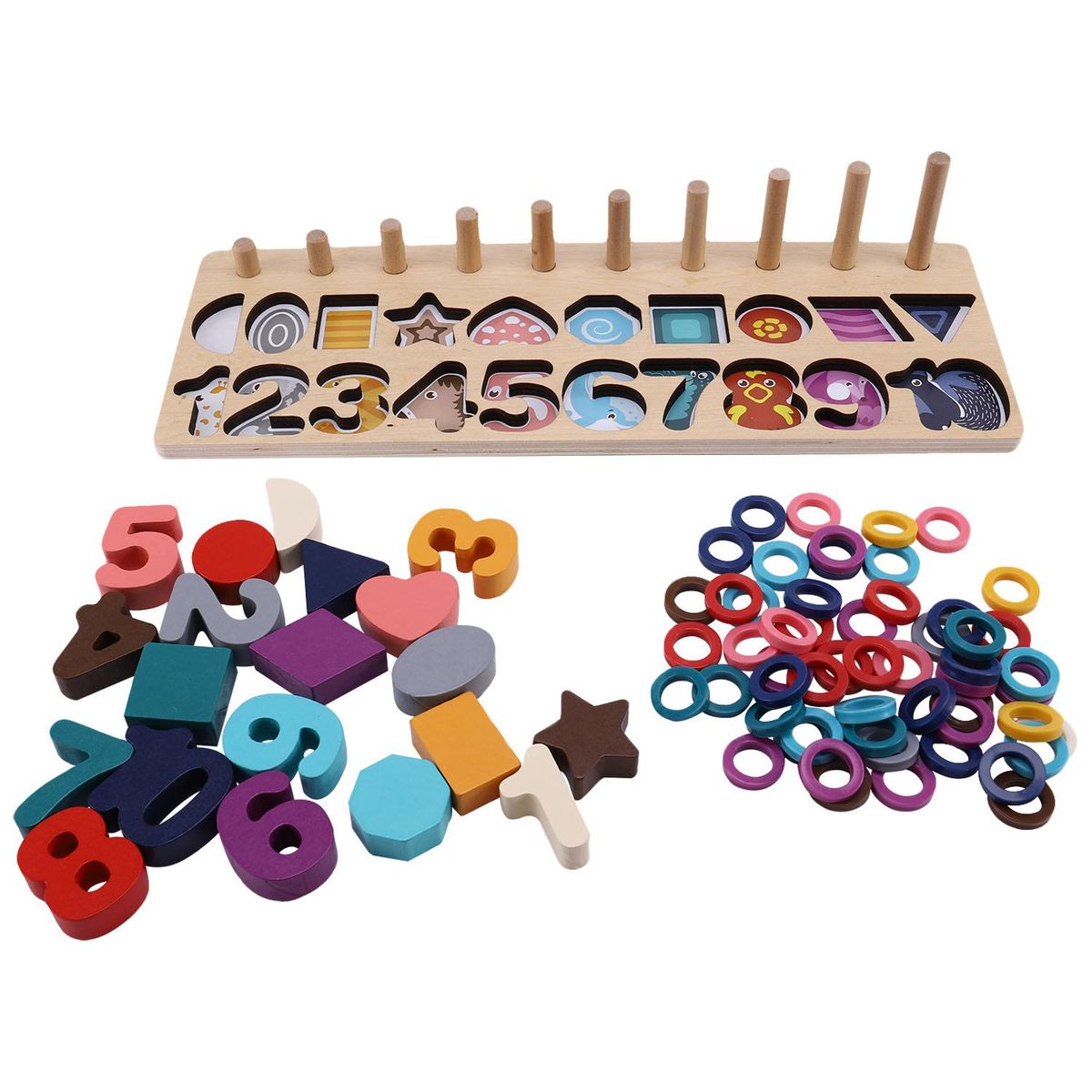 Math Toys Digital Shape Pairing Learning Preschool Counting Board Kids Educational Wooden Toys for Children Gift
