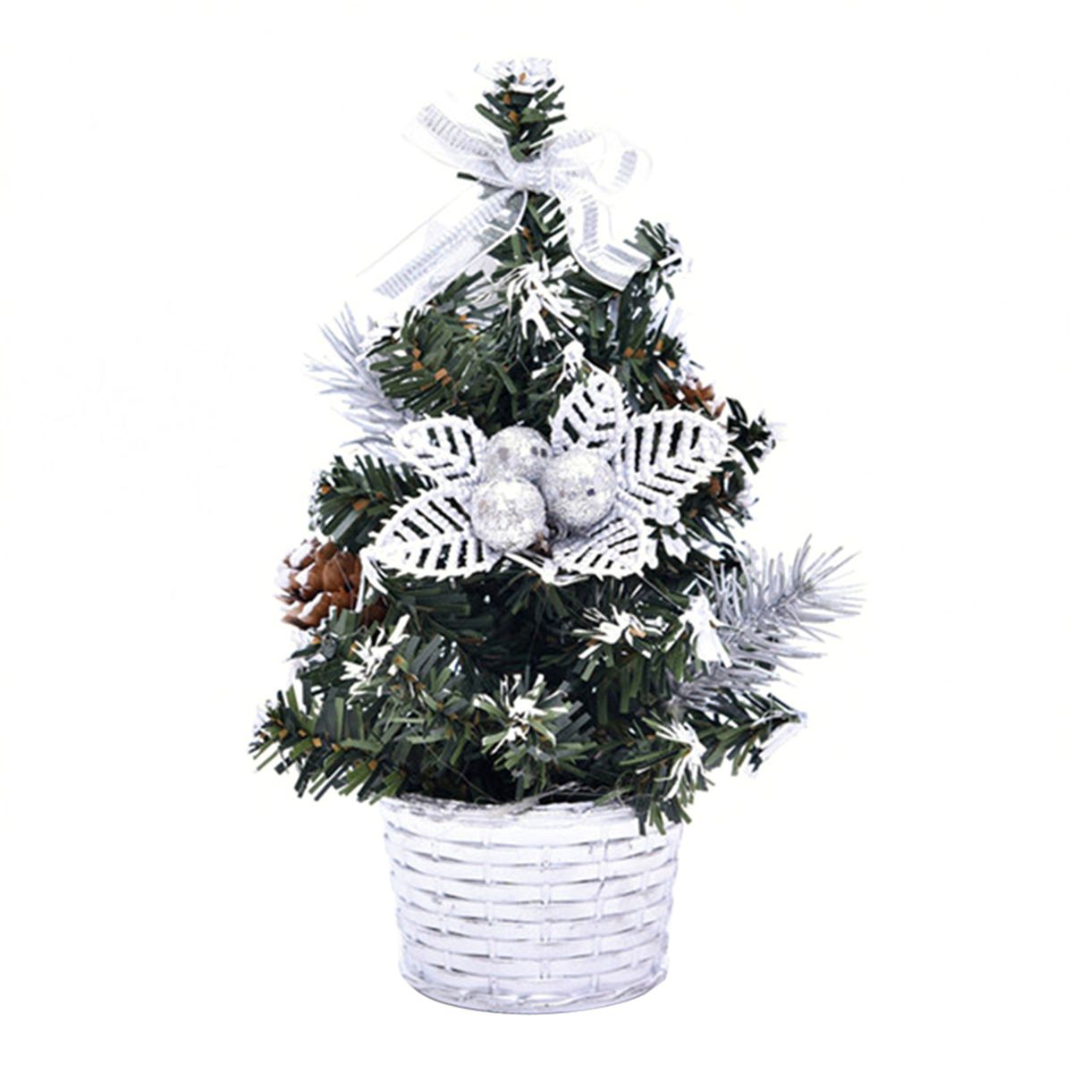 Mini Artificial Christmas Tree Ball Star Desktop-Silver