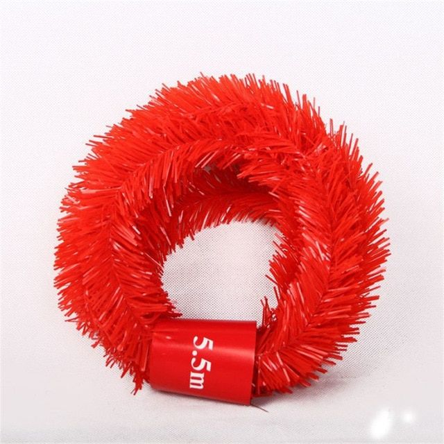 5.5m Christmas Garland Green Rattan Wreath Christmas Decor Home Xmas Party Artificial Xmas Tree Rattan Banner Hanging Ornament Red