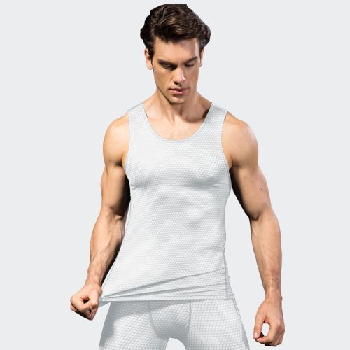 Men's Training Sports Vest Workout Fitness Compression Tank Tops White