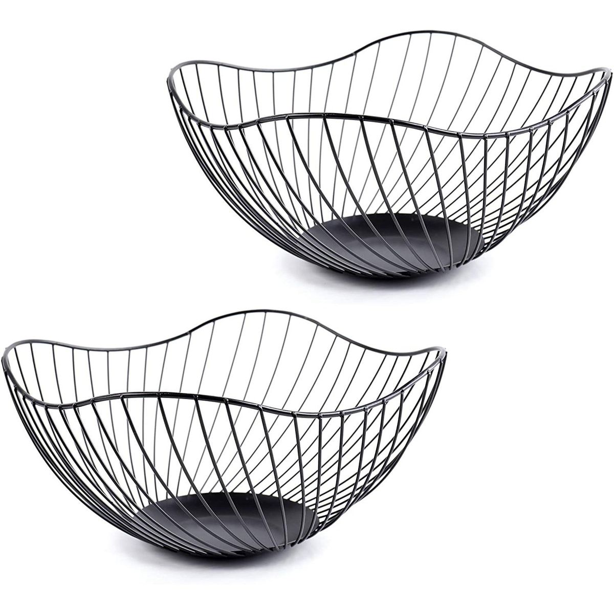 Iron Wire Countertop Fruit Storage Basket Stand Black