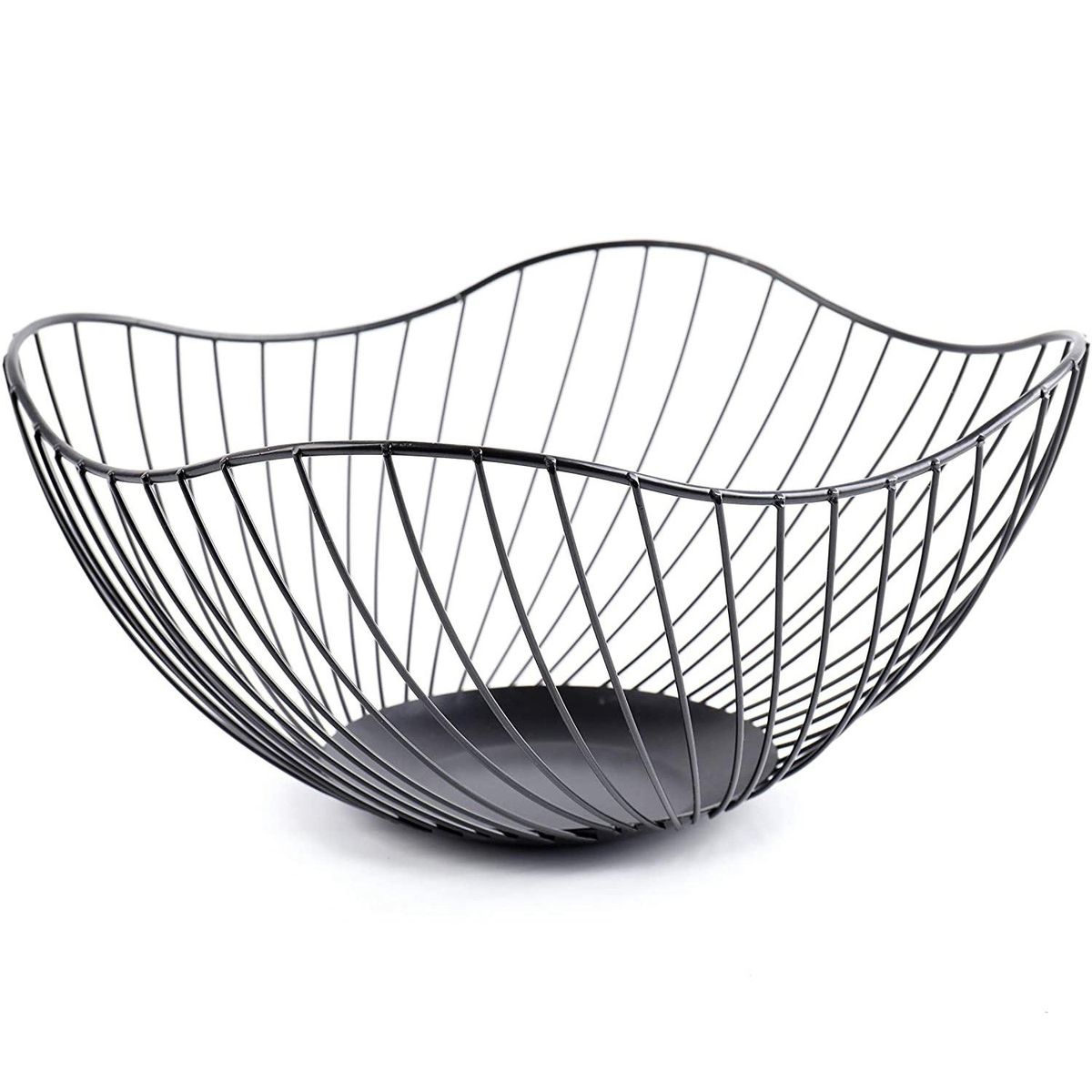 Iron Wire Countertop Fruit Storage Basket Stand Black