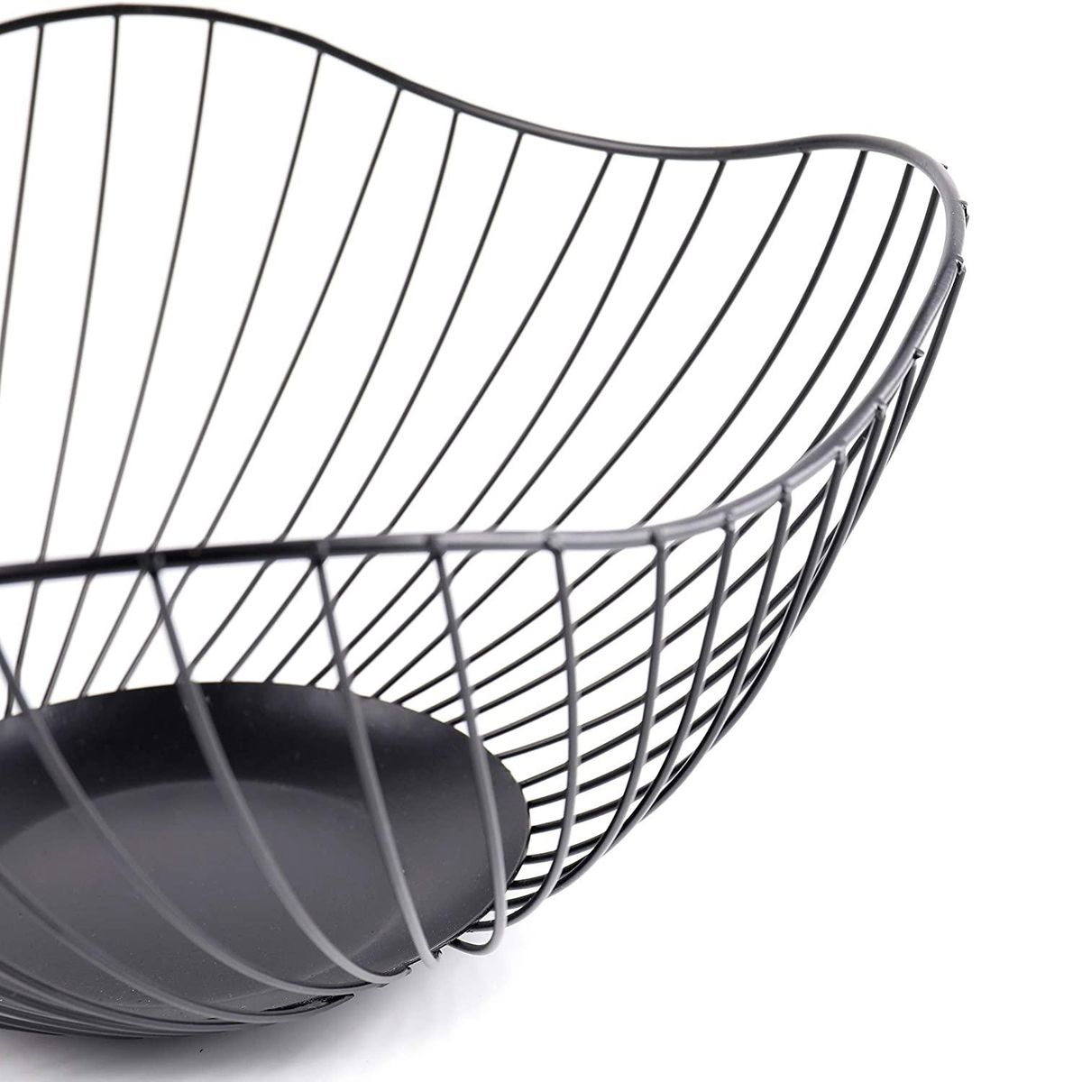 Iron Wire Countertop Fruit Storage Basket Stand Black
